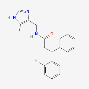 molecular formula C20H20FN3O B5672229 3-(2-fluorophenyl)-N-[(5-methyl-1H-imidazol-4-yl)methyl]-3-phenylpropanamide 
