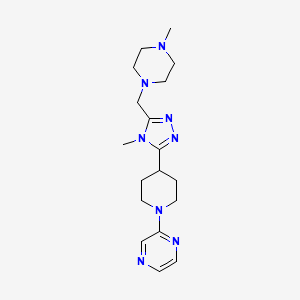 molecular formula C18H28N8 B5672237 2-(4-{4-methyl-5-[(4-methylpiperazin-1-yl)methyl]-4H-1,2,4-triazol-3-yl}piperidin-1-yl)pyrazine 