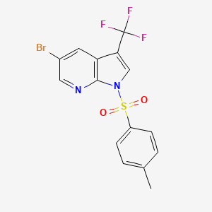 molecular formula C15H10BrF3N2O2S B567227 5-Bromo-1-tosyl-3-(trifluoromethyl)-1H-pyrrolo[2,3-b]pyridine CAS No. 1207625-37-3