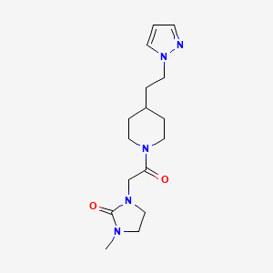 molecular formula C16H25N5O2 B5672295 1-methyl-3-(2-oxo-2-{4-[2-(1H-pyrazol-1-yl)ethyl]piperidin-1-yl}ethyl)imidazolidin-2-one 