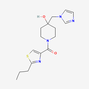 molecular formula C16H22N4O2S B5672303 4-(1H-imidazol-1-ylmethyl)-1-[(2-propyl-1,3-thiazol-4-yl)carbonyl]-4-piperidinol 