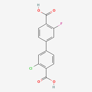 molecular formula C14H8ClFO4 B567231 3-Chloro-3'-fluoro-[1,1'-biphenyl]-4,4'-dicarboxylic acid CAS No. 1261964-19-5