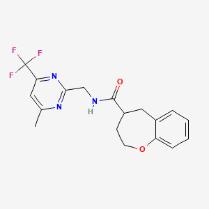 molecular formula C18H18F3N3O2 B5672325 N-{[4-methyl-6-(trifluoromethyl)pyrimidin-2-yl]methyl}-2,3,4,5-tetrahydro-1-benzoxepine-4-carboxamide 