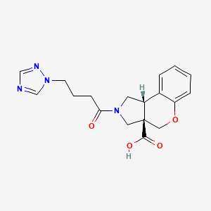 molecular formula C18H20N4O4 B5672359 (3aR*,9bR*)-2-[4-(1H-1,2,4-triazol-1-yl)butanoyl]-1,2,3,9b-tetrahydrochromeno[3,4-c]pyrrole-3a(4H)-carboxylic acid 