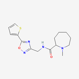 molecular formula C15H20N4O2S B5672400 1-methyl-N-{[5-(2-thienyl)-1,2,4-oxadiazol-3-yl]methyl}-2-azepanecarboxamide 