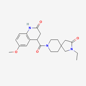 molecular formula C21H27N3O4 B5672405 4-[(2-ethyl-3-oxo-2,8-diazaspiro[4.5]dec-8-yl)carbonyl]-6-methoxy-3,4-dihydroquinolin-2(1H)-one 