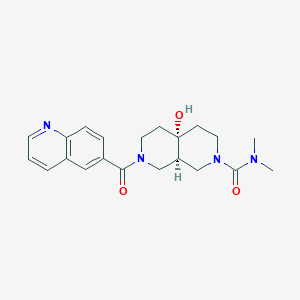 molecular formula C21H26N4O3 B5672440 (4aR*,8aR*)-4a-hydroxy-N,N-dimethyl-7-(quinolin-6-ylcarbonyl)octahydro-2,7-naphthyridine-2(1H)-carboxamide 