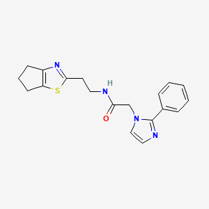 molecular formula C19H20N4OS B5672448 N-[2-(5,6-dihydro-4H-cyclopenta[d][1,3]thiazol-2-yl)ethyl]-2-(2-phenyl-1H-imidazol-1-yl)acetamide 