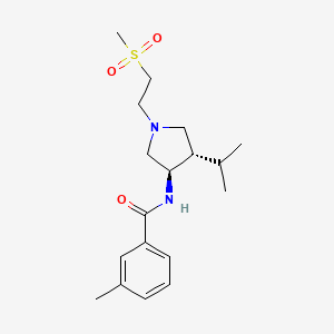 molecular formula C18H28N2O3S B5672477 N-{rel-(3R,4S)-4-isopropyl-1-[2-(methylsulfonyl)ethyl]-3-pyrrolidinyl}-3-methylbenzamide hydrochloride 