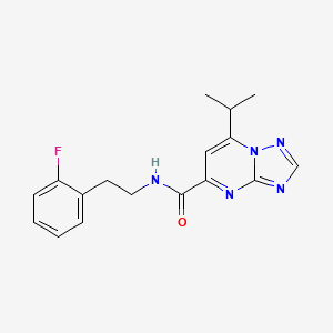 molecular formula C17H18FN5O B5672565 N-[2-(2-fluorophenyl)ethyl]-7-isopropyl[1,2,4]triazolo[1,5-a]pyrimidine-5-carboxamide 