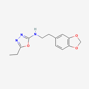 molecular formula C13H15N3O3 B5672583 N-[2-(1,3-benzodioxol-5-yl)ethyl]-5-ethyl-1,3,4-oxadiazol-2-amine 