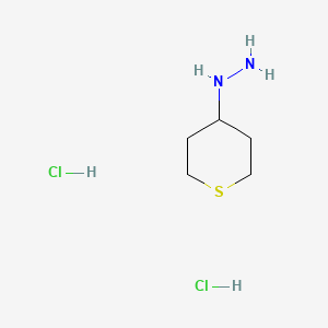 molecular formula C5H14Cl2N2S B567259 1-(tetrahydro-2H-thiopyran-4-yl)hydrazine dihydrochloride CAS No. 1374652-09-1