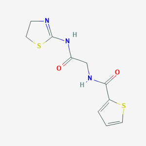 molecular formula C10H11N3O2S2 B5672600 Thiophene-2-carboxylic acid [(4,5-dihydro-thiazol-2-ylcarbamoyl)-methyl]-amide 