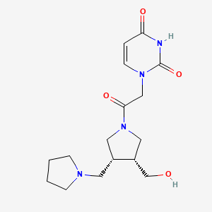 1-{2-[(3R*,4R*)-3-(hydroxymethyl)-4-(1-pyrrolidinylmethyl)-1-pyrrolidinyl]-2-oxoethyl}-2,4(1H,3H)-pyrimidinedione