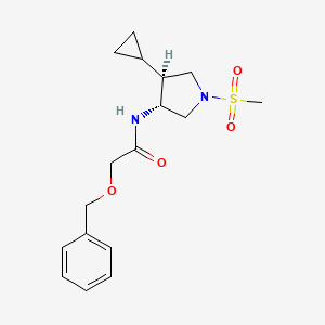 molecular formula C17H24N2O4S B5672630 2-(benzyloxy)-N-[(3R*,4S*)-4-cyclopropyl-1-(methylsulfonyl)-3-pyrrolidinyl]acetamide 