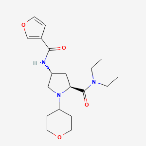 molecular formula C19H29N3O4 B5672635 (4R)-N,N-diethyl-4-(3-furoylamino)-1-(tetrahydro-2H-pyran-4-yl)-L-prolinamide 