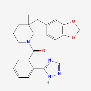 molecular formula C23H24N4O3 B5672661 3-(1,3-benzodioxol-5-ylmethyl)-3-methyl-1-[2-(1H-1,2,4-triazol-3-yl)benzoyl]piperidine 