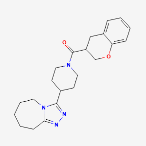 molecular formula C22H28N4O2 B5672679 3-[1-(3,4-dihydro-2H-chromen-3-ylcarbonyl)piperidin-4-yl]-6,7,8,9-tetrahydro-5H-[1,2,4]triazolo[4,3-a]azepine 