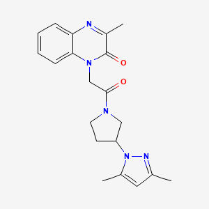 molecular formula C20H23N5O2 B5672843 1-{2-[3-(3,5-dimethyl-1H-pyrazol-1-yl)pyrrolidin-1-yl]-2-oxoethyl}-3-methylquinoxalin-2(1H)-one 