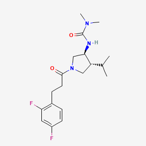 molecular formula C19H27F2N3O2 B5672846 N'-{(3S*,4R*)-1-[3-(2,4-difluorophenyl)propanoyl]-4-isopropyl-3-pyrrolidinyl}-N,N-dimethylurea 