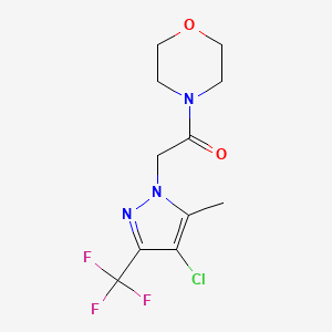 molecular formula C11H13ClF3N3O2 B5672852 4-{[4-chloro-5-methyl-3-(trifluoromethyl)-1H-pyrazol-1-yl]acetyl}morpholine 