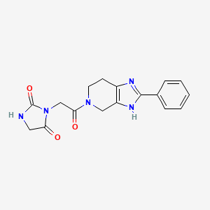 molecular formula C17H17N5O3 B5672864 3-[2-oxo-2-(2-phenyl-1,4,6,7-tetrahydro-5H-imidazo[4,5-c]pyridin-5-yl)ethyl]imidazolidine-2,4-dione 