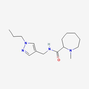 molecular formula C15H26N4O B5672865 1-methyl-N-[(1-propyl-1H-pyrazol-4-yl)methyl]-2-azepanecarboxamide 