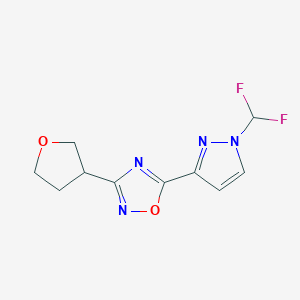 molecular formula C10H10F2N4O2 B5672909 5-[1-(difluoromethyl)-1H-pyrazol-3-yl]-3-(tetrahydrofuran-3-yl)-1,2,4-oxadiazole 