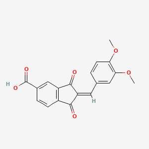 molecular formula C19H14O6 B5672940 2-(3,4-dimethoxybenzylidene)-1,3-dioxo-5-indanecarboxylic acid 