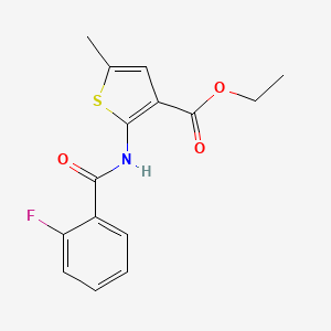molecular formula C15H14FNO3S B5672960 ethyl 2-[(2-fluorobenzoyl)amino]-5-methyl-3-thiophenecarboxylate 