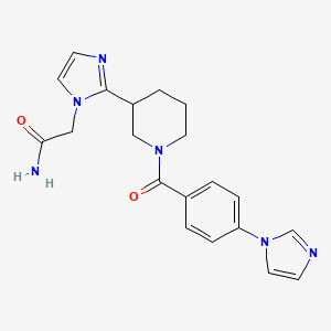 molecular formula C20H22N6O2 B5672986 2-(2-{1-[4-(1H-imidazol-1-yl)benzoyl]piperidin-3-yl}-1H-imidazol-1-yl)acetamide 