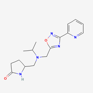 molecular formula C16H21N5O2 B5672987 5-[(isopropyl{[3-(2-pyridinyl)-1,2,4-oxadiazol-5-yl]methyl}amino)methyl]-2-pyrrolidinone 