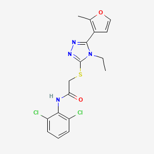 molecular formula C17H16Cl2N4O2S B5673000 N-(2,6-dichlorophenyl)-2-{[4-ethyl-5-(2-methyl-3-furyl)-4H-1,2,4-triazol-3-yl]thio}acetamide 