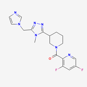 molecular formula C18H19F2N7O B5673015 3,5-difluoro-2-({3-[5-(1H-imidazol-1-ylmethyl)-4-methyl-4H-1,2,4-triazol-3-yl]piperidin-1-yl}carbonyl)pyridine 