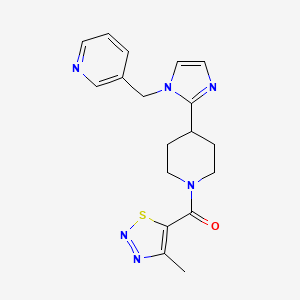 molecular formula C18H20N6OS B5673023 3-[(2-{1-[(4-methyl-1,2,3-thiadiazol-5-yl)carbonyl]-4-piperidinyl}-1H-imidazol-1-yl)methyl]pyridine 