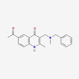 molecular formula C21H22N2O2 B5673025 1-(3-{[benzyl(methyl)amino]methyl}-4-hydroxy-2-methyl-6-quinolinyl)ethanone 