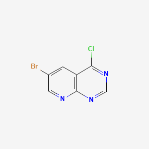 molecular formula C7H3BrClN3 B567311 6-溴-4-氯吡啶并[2,3-d]嘧啶 CAS No. 1215787-31-7