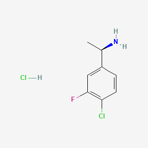 molecular formula C8H10Cl2FN B567317 (R)-1-(4-chloro-3-fluorophenyl)ethanamine hydrochloride CAS No. 1253790-80-5