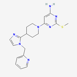 molecular formula C19H23N7S B5673181 2-(methylthio)-6-{4-[1-(pyridin-2-ylmethyl)-1H-imidazol-2-yl]piperidin-1-yl}pyrimidin-4-amine 