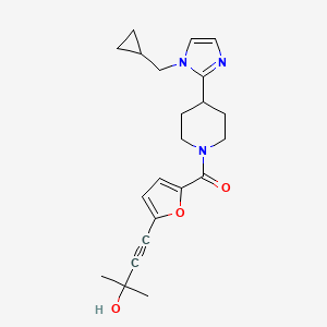 molecular formula C22H27N3O3 B5673186 4-[5-({4-[1-(cyclopropylmethyl)-1H-imidazol-2-yl]piperidin-1-yl}carbonyl)-2-furyl]-2-methylbut-3-yn-2-ol 