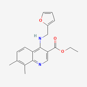 molecular formula C19H20N2O3 B5673250 ethyl 4-[(2-furylmethyl)amino]-7,8-dimethyl-3-quinolinecarboxylate 