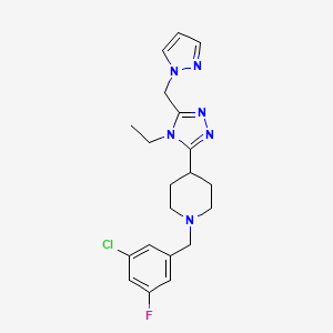 molecular formula C20H24ClFN6 B5673278 1-(3-chloro-5-fluorobenzyl)-4-[4-ethyl-5-(1H-pyrazol-1-ylmethyl)-4H-1,2,4-triazol-3-yl]piperidine 