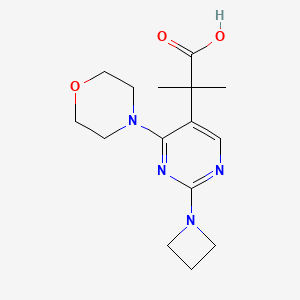 molecular formula C15H22N4O3 B5673294 2-(2-azetidin-1-yl-4-morpholin-4-ylpyrimidin-5-yl)-2-methylpropanoic acid 