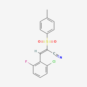 molecular formula C16H11ClFNO2S B5673302 3-(2-chloro-6-fluorophenyl)-2-[(4-methylphenyl)sulfonyl]acrylonitrile 