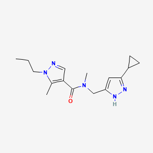 molecular formula C16H23N5O B5673322 N-[(5-cyclopropyl-1H-pyrazol-3-yl)methyl]-N,5-dimethyl-1-propyl-1H-pyrazole-4-carboxamide 