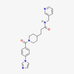 molecular formula C24H27N5O2 B5673342 3-{1-[4-(1H-imidazol-1-yl)benzoyl]-4-piperidinyl}-N-(3-pyridinylmethyl)propanamide 