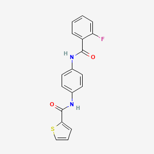 molecular formula C18H13FN2O2S B5673360 N-{4-[(2-fluorobenzoyl)amino]phenyl}-2-thiophenecarboxamide 