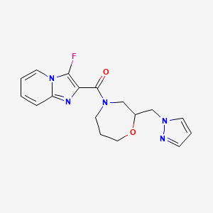 molecular formula C17H18FN5O2 B5673366 3-fluoro-2-{[2-(1H-pyrazol-1-ylmethyl)-1,4-oxazepan-4-yl]carbonyl}imidazo[1,2-a]pyridine 