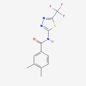 molecular formula C12H10F3N3OS B5673424 3,4-dimethyl-N-[5-(trifluoromethyl)-1,3,4-thiadiazol-2-yl]benzamide 