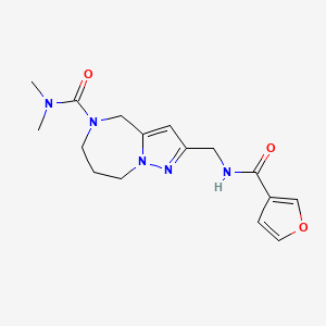 molecular formula C16H21N5O3 B5673456 2-[(3-furoylamino)methyl]-N,N-dimethyl-7,8-dihydro-4H-pyrazolo[1,5-a][1,4]diazepine-5(6H)-carboxamide 